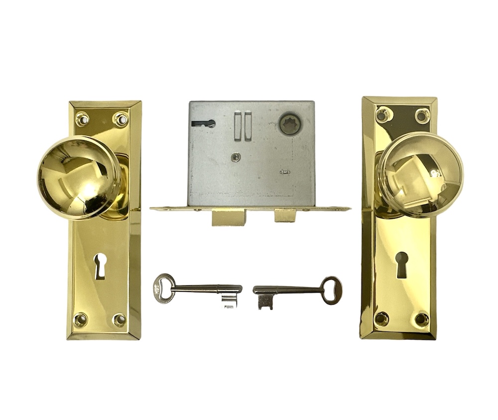 Polished Brass Mortise Lock Set