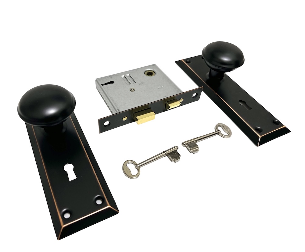 Classic Bronze Mortise Lock Set